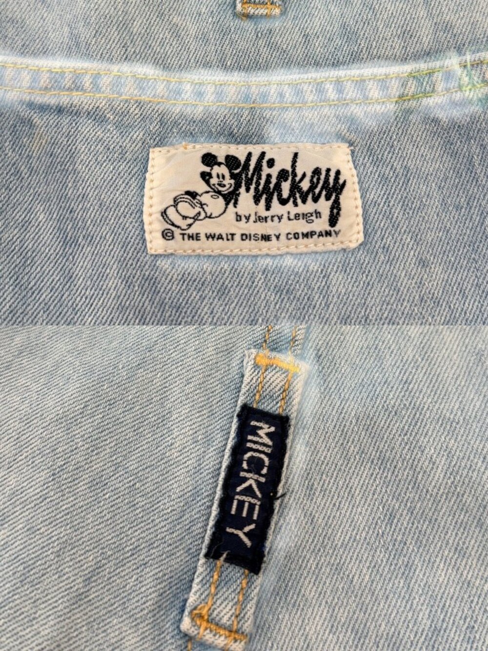 Disney Jerry Leigh Rare 1980s Mickey Mouse Short Denim Overalls Dungarees Small - Picture 9 of 11